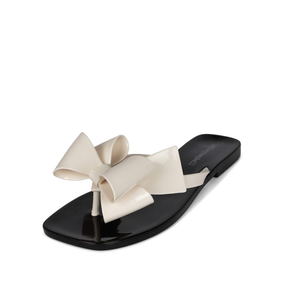 Jeffrey Campbell Size 6 Sugary Sandals black with cream bow NWT - Picture 2 of 7